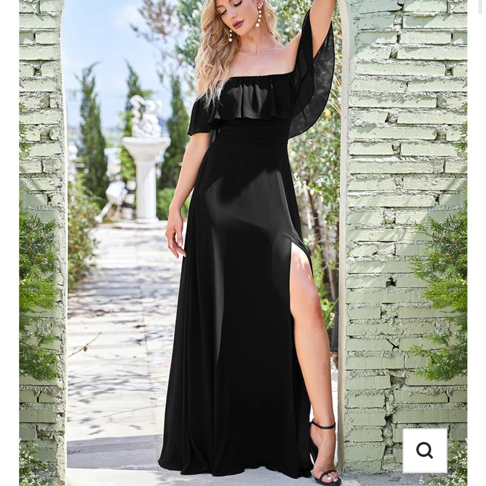 Ever Pretty Off the Shoulder Black Maxi Dress ES00969